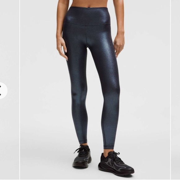 Lululemon Athletica High-Rise Ribbed Leggings - Radiant Foil Black Night-28" - Picture 1 of 4